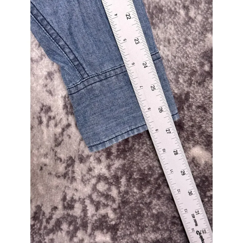 Vintage Levis Pearl Snap Western Shirt Large Mens Blue Chambray Denim